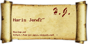 Haris Jenő névjegykártya
