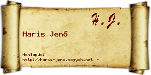 Haris Jenő névjegykártya